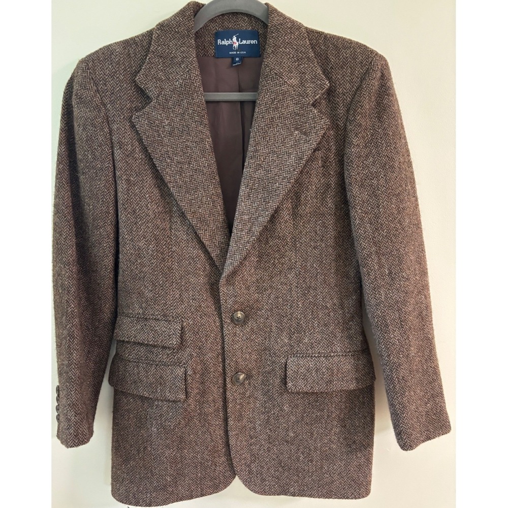 Vintage Ralph Lauren Wool Herringbone Tweed ,W. Sz 6, Old Money , Dark Academia